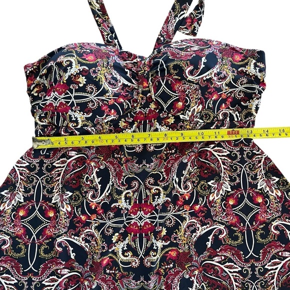 La Vie en Rose Aqua Paisley Swim Tankini top halter handkerchief hem boho medium - Picture 7 of 10